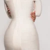 The Super Plunge Vanilla Long Sleeve Bandage Mini Dress