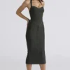 The Supermodel Emerald Halter Neck Bandage Midi Dress