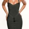 The Supermodel Emerald Halter Neck Bandage Midi Dress