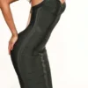 The Supermodel Emerald Halter Neck Bandage Midi Dress