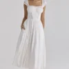 Thea White Voile + Broderie Anglais Maxi Dress