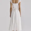 Thea White Voile + Broderie Anglais Maxi Dress