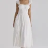 Thea White Voile + Broderie Anglais Maxi Dress
