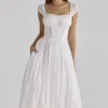 Thea White Voile + Broderie Anglais Maxi Dress