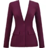 Theodora Wine Deep V Blazer