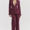 Theodora Wine Deep V Blazer