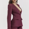 Theodora Wine Deep V Blazer