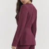 Theodora Wine Deep V Blazer