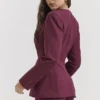 Theodora Wine Deep V Blazer