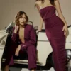 Theodora Wine Deep V Blazer