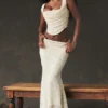 Therese Vintage Cream Lace Maxi Skirt