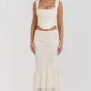 Therese Vintage Cream Lace Maxi Skirt