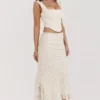 Therese Vintage Cream Lace Maxi Skirt
