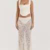 Therese Vintage Cream Lace Maxi Skirt
