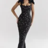 Tiff Black Velvet Lace Maxi Dress