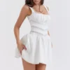 Tiffani White Lace Trim Mini Dress