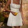 Tiffani White Lace Trim Mini Dress