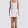 Tiffani White Lace Trim Mini Dress
