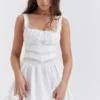 Tiffani White Lace Trim Mini Dress