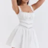Tiffani White Lace Trim Mini Dress