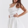 Tiffani White Lace Trim Mini Dress