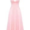 Tiffany Parisian Pink Satin A-Line Midi Dress