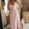 Tiffany Parisian Pink Satin A-Line Midi Dress