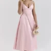 Tiffany Parisian Pink Satin A-Line Midi Dress