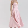 Tiffany Parisian Pink Satin A-Line Midi Dress