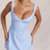 Tilly Blue Pin Tuck Mini Dress