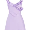 Tink Orchid Satin Ruffle Mini Dress