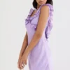 Tink Orchid Satin Ruffle Mini Dress