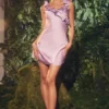Tink Orchid Satin Ruffle Mini Dress