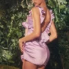 Tink Orchid Satin Ruffle Mini Dress