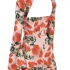 Toira Rose Print Draped Corset Dress