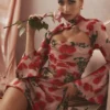 Toira Rose Print Draped Corset Dress