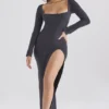 Tolani Charcoal Cashmere Knit Maxi Dress