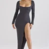 Tolani Charcoal Cashmere Knit Maxi Dress