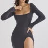 Tolani Charcoal Cashmere Knit Maxi Dress