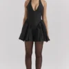 Valentia Black Halter Mini Dress