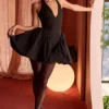 Valentia Black Halter Mini Dress