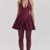 Valentia Wine Halter Mini Dress