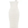 Valentina Ivory Asymmetric Cutout Midi Dress
