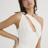 Valentina Ivory Asymmetric Cutout Midi Dress