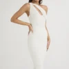 Valentina Ivory Asymmetric Cutout Midi Dress