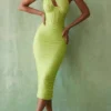 Valentina Lime Asymmetric Cutout Midi Dress