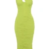 Valentina Lime Asymmetric Cutout Midi Dress