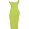 Valentina Lime Asymmetric Cutout Midi Dress