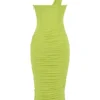 Valentina Lime Asymmetric Cutout Midi Dress