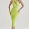 Valentina Lime Asymmetric Cutout Midi Dress
